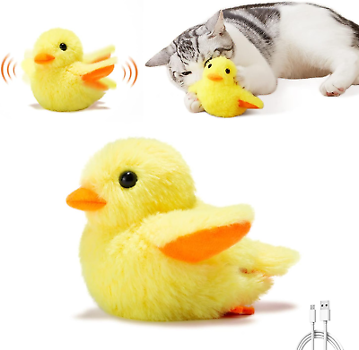 #ad Cat Toys Rechargeable Flapping Duck with Silvervine Catnip Lifelike Quack Chirp $33.99