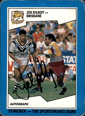 #ad Signed Joe Kilroy Broncos 1989 Stimorol rugby League Card BRISBANE NRL AU $15.00