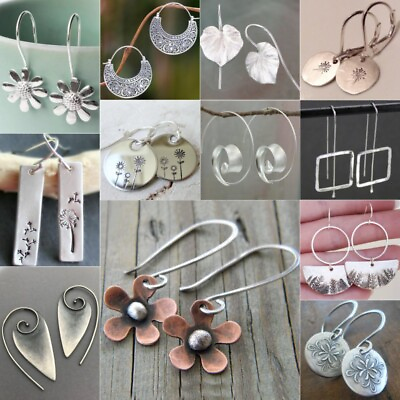 #ad #ad Women Boho 925 Silver Ear Hook Earrings Drop Dangle Wedding Party Jewelry Gifts C $2.73