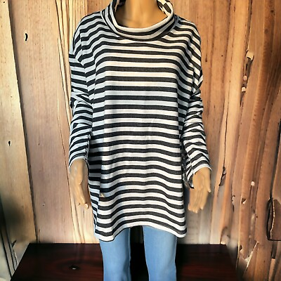#ad St. John#x27;s Bay striped Sweater Women#x27;s Cowl Neck Long Sleeve Pullover Zs 3X $17.99