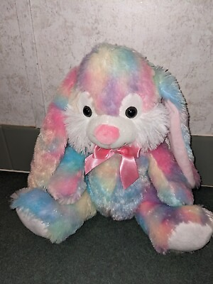 #ad Bunny Plush Tie Dye Pastel Easter Basket Rabbit Stuffed Animal Toy 12quot; $13.00