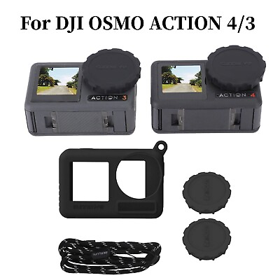 #ad Silicone Lens Cap amp; Camera Protective Cover w Lanyard For DJI OSMO ACTION 4 3 $6.74