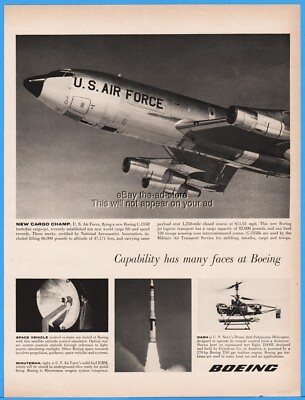 #ad 1962 Boeing US Air Force C 135 135B Military Air Transport Service MATS Ad $10.79