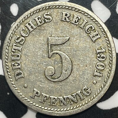 #ad 1901 D Germany 5 Pfennig Lot#M7881 $4.00