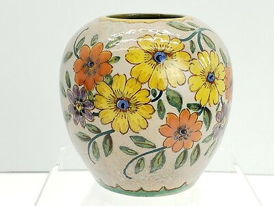 #ad Vintage Gouda Holland Floral Vase Hand Painted #3322 Diameter 4.75quot; Height 4.5quot; $34.95