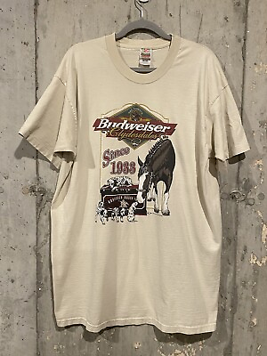 #ad Vintage 1997 Budweiser Anheuser Busch Clydesdales Dalmation Horse Shirt Mens 2XL $60.00