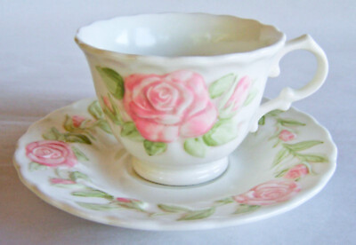#ad 1 Set Vintage Metlox Poppytrail quot;VERNONWARE PINK ROSEquot; CUP amp; SAUCER Made in USA $17.75