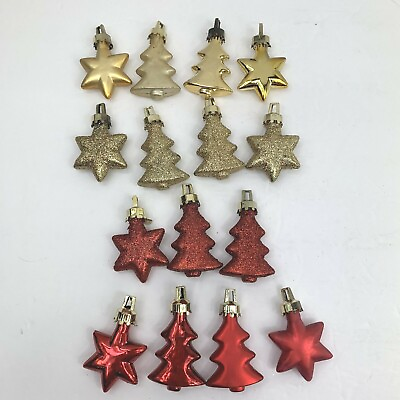 #ad Christmas Ornaments Shatterproof Lot of 15 Red Gold Sparkle Shiny Matte 2 1 4quot; $7.99