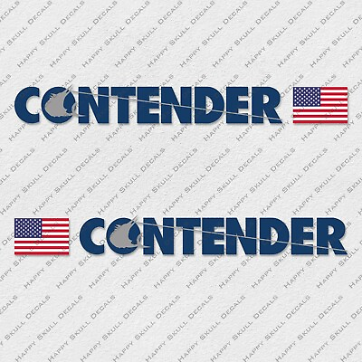 #ad CONTENDER BOAT LOGO USA FLAG BLUE GRAY DECALS STICKERS 2 x 32quot; LONG $49.95