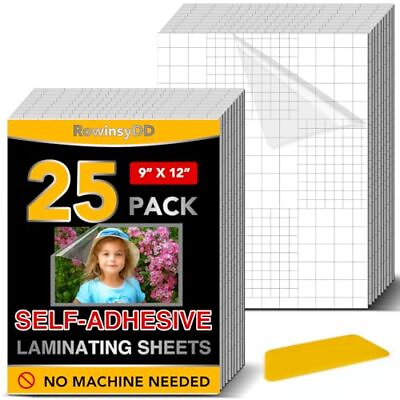 #ad 25 Pack Self Adhesive Laminating Sheets 9 X 12 In Clear Sticker Laminate Sheets $9.99