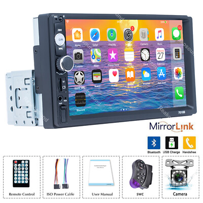 #ad Single 1 DIN Unit 7 Inch Car Stereo HD Touch Screen BT Phone Link Radio USBCam $29.99