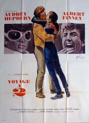 #ad TWO FOR THE ROAD HEPBURN FINNEY DONEN ORIGINAL LARGE FRENCH MOVIE POSTER $199.99