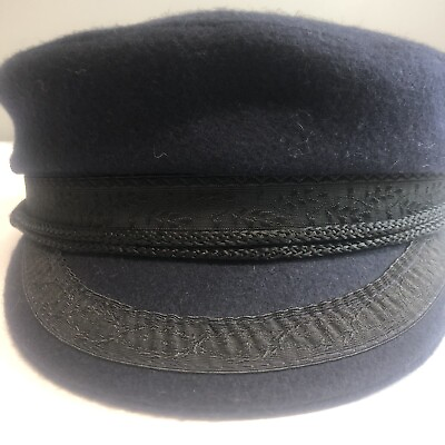 #ad Vtg French Unisex Navy Wool Blend Fisherman Mariner Cap Hat Made In France $45.50