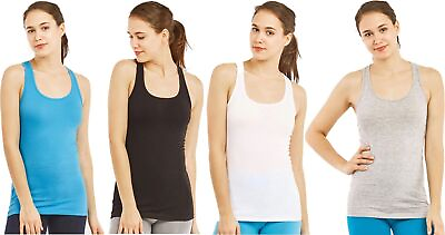 #ad Ladies Jersey Style Solid Racerback Tank 4 colors $9.99