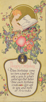 #ad ANTIQUE XRare 1926 NOS BUCKBEE BREHM Motto Birthday Greetings HAPPY BIRTHDAY $19.99