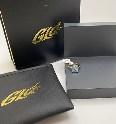 #ad GLD Blue Crystal 18K Vermeil CZ Stone Ring size 5 $52.49