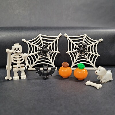 #ad NEW LEGO Halloween lot Skeleton Pumpkins Ghost Dog Bat Spider Web Bones RARE $9.95