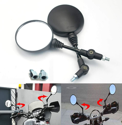 #ad evomosa Motorcycle Rear View Side Mirrors 8mm 10mm Folding Round Mirrors $30.74