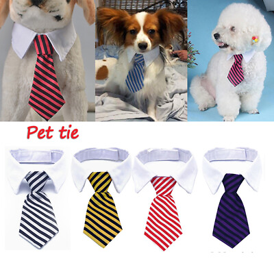 Cute Dog Cat Striped Bow Tie Collar Pet Adjustable Neck Tie For Party Decors C $1.19