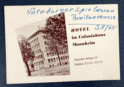 #ad Hotel Coloniahaus Mannheim Advertising Brochure Germany e2 2 $8.00