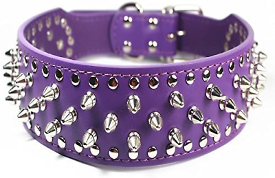 #ad Benala 2 Wide Large Dog Spiked Studded Leather Dog Collars for Medium Large Bree $14.49
