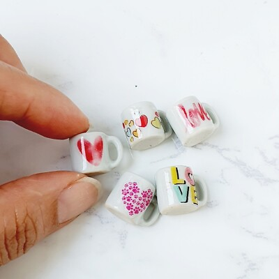 #ad Dollhouse Miniatures Ceramic Mugs Handmade Tiny Kitchen Gifts idea Set 5 Pcs $19.99
