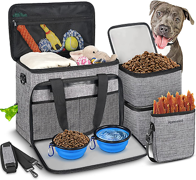 #ad #ad 6 Set Dog Travel Bag Large Pet Travel Kit for Supplies Includes 2 Food Containe $52.99