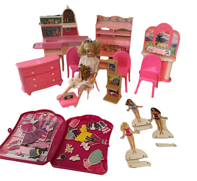 #ad BARBIE Doll Furniture Lot Barbie Cardboard Dress up and MISC Furniture $25.00