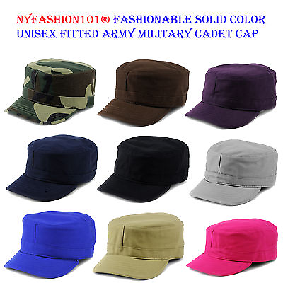 #ad NYFASHION101® Fashionable Solid Unisex Fitted Army Military E Flag® Cadet Cap $12.49