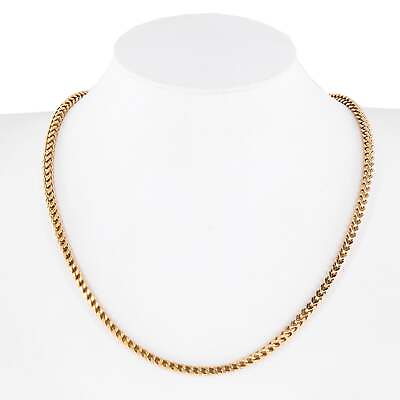 #ad 14K Yellow Solid Gold Semi Hollow Franco Link Long Chain $1447.49
