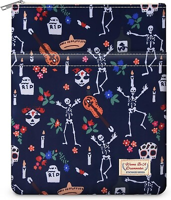 #ad 9#x27;#x27;x11#x27;#x27; Book Sleeve Zip Book Cover Book Protector Pouch Tibetan Blue Skeleton $14.24