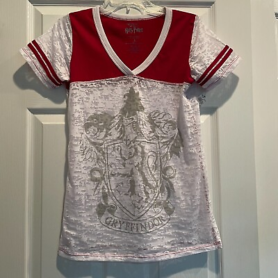 #ad Harry Potter Women#x27;s Large NWT Gryffindor Short Sleeve Red White Burnout Tee $16.19