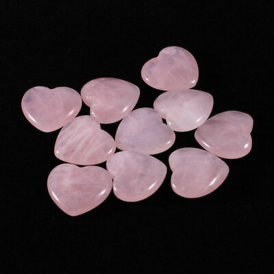 #ad 10X Pink Rose Quartz Natural Crystal Carved Heart Shaped Healing Gemstone Lots $9.35