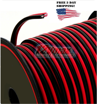 #ad 14 Gauge Copper Wire 100 FEET Stranded OFC AWG Bonded Cable Red Black with Spool $41.99