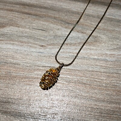 #ad Pine Cone Gold Tone Necklace on 18” Chain Great Mom Gift $15.00