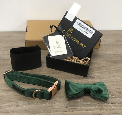 #ad Aring Pet Small Dog Collar Bowtie Adjustable Collar Green Velvet Styled $14.99