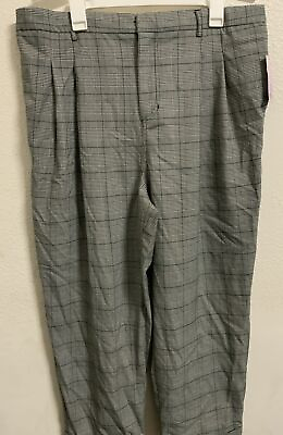 #ad ⚡️Wild Fable Womens Plaid Pants Cuffed Straight Black Size XL $19.99