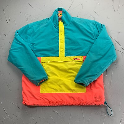 #ad Chubbies Jacket Mens L Reversible Fleece Pullover Aztec Anorak Winter Solstice $38.00