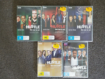 #ad DVD BBC Hustle Series 1 5 Series 1 open but like new Series 2 5 sealed brand new AU $56.77