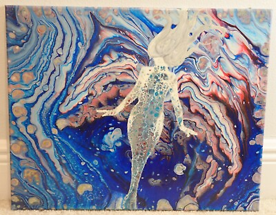 #ad Mermaid acrylic art original on canvas blue ocean nautical $29.99