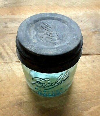 #ad BALL HALF 1 2 PINT BLUE MASON Jar quot;Collector#x27;s Editionquot; Antique BALL ZINC Lid $15.95