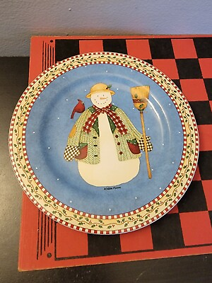 #ad Sakura Debbie Mumm Jolly Snowmen Salad Dessert Plates 8quot; $8.88