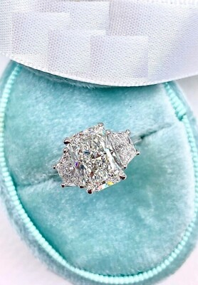 #ad 4 ct Radiant Cut Lab Created Diamond Radiant Wedding Ring 14k White gold Plated $92.99