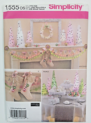 #ad Simplicity Pattern 1555 Christmas Decorations Wreath Stockings Trees UNCUT $6.99