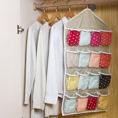 #ad Hanging Bag With 16 Grids Pockets Clear Over Door Shoe Rack Hanger Storage Home $5.58