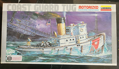 #ad Lindberg Motorized Coast Guard Tug model kit #7412 1 84 Scale 1976 $69.95