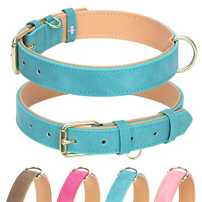 #ad Leather Dog Collar for Small Medium Large Dogs Soft Padded Dog Leather Colla... $19.34