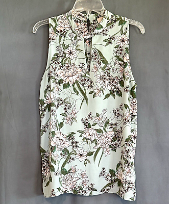 #ad Loft Outlet Womens Medium Sleeveless Floral Print Blouse Lightweight $7.96