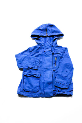 #ad Stella McCartney Kids Girls Cotton Twill Zip Up Hooded Jacket Blue Size 4 $34.81