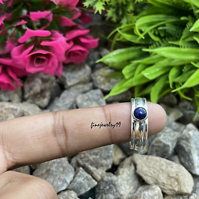 #ad Lapis Lazuli Ring 925 Sterling Silver Spinner Ring Meditation Handmade Ring GB08 $11.54
